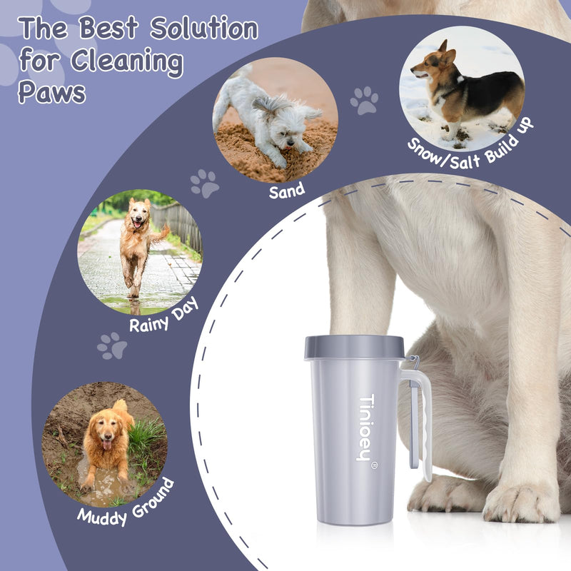 Paw Cleaner with Handle for Large Dogs - Effectively Cleans Muddy Paws and Feet for Dogs & Pets (Gray) Large with Handle Gray - BeesActive Australia