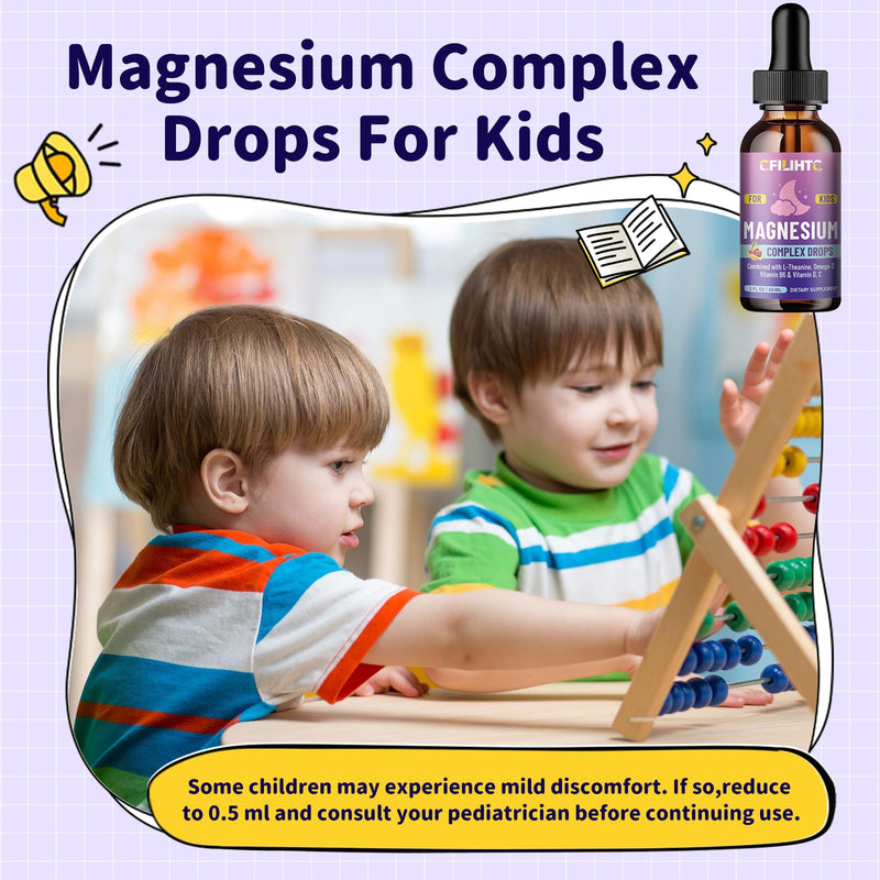 Kids Magnesium Liquid Drops-Magnesium Glycinate Liquid for Kids Supplement-w/L-theanine, Omega-3, Vitamin B6, D3 - for Sleep, Relaxation, Brain, Bones - Cherry Flavor, 2 Fl Oz 2 Fl Oz (Pack of 1)