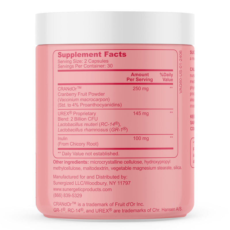 Premium Vaginal Probiotics for Women – Clinically Studied Lactobacillus Vaginal Probiotic with Prebiotic & Cranberry to Balance PH, Reduce Odor, Urinary Tract Support & Feminine Health – 60 Capsules