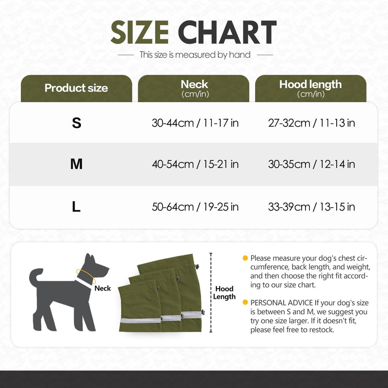 Dog Ear Muffs,Adjustable Waterproof Warm Dog Ear Cover,Cold Weather Pet Headgear Ear Neck Protecting,Dog Reducing Noise Quiet Snood Relief Anxiety Calming Head Wrap S:Neck Girth:30-44cm/11-17in Army Green