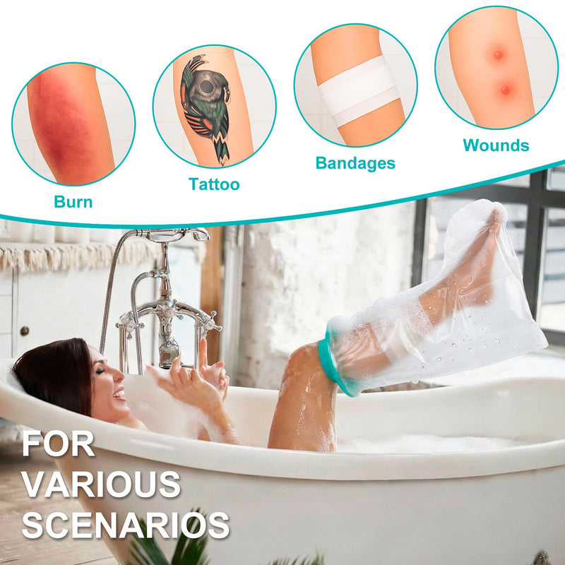 Waterproof Leg Cast Cover for Showering, Reusable Shower Sleeve for Leg After Surgery, Watertight Non-Slip Adult Fracture Protector Bag, Watertight Adult Cast Protector for Calf/Ankle/Wound/Bandages 1PK - BeesActive Australia