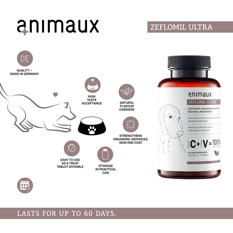 animaux - Zeflomil Ultra for Dogs I Support of The Natural Skin Barrier I Rosemary & Coconut Oil I Vegetable Chewing Tablets