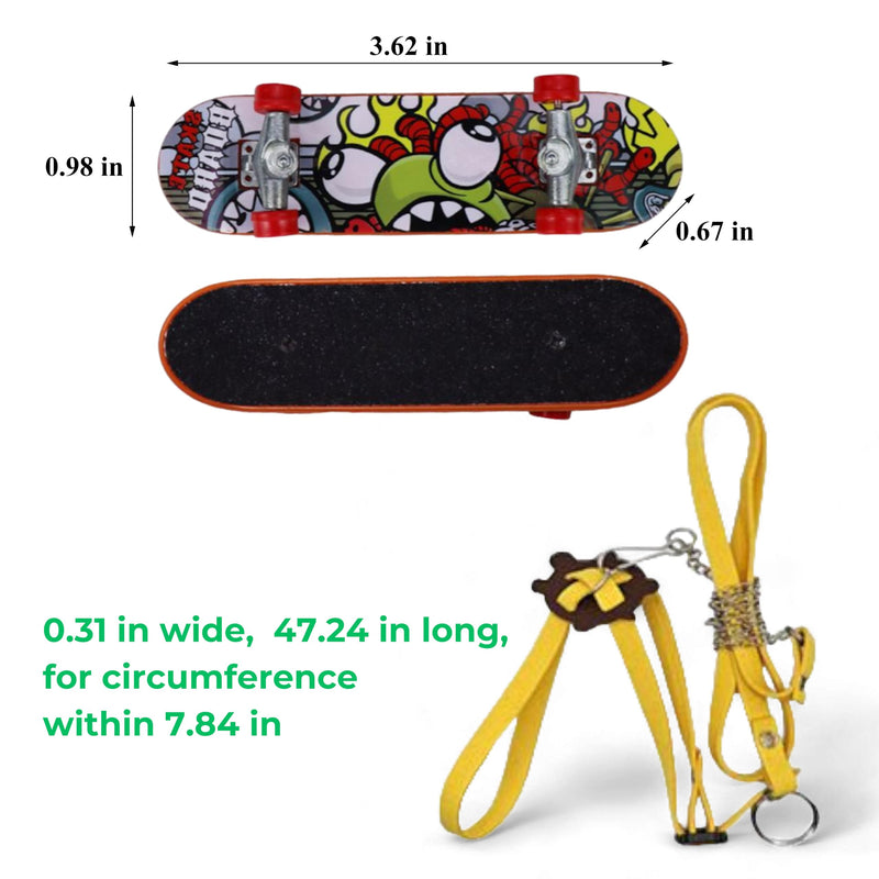 Adjustable Tortoise Leash and Funny Skateboard Set, Training Harness and Mini Skateboard for Turtle Dragon Bearded Lizard Small Pets, Pet Tortoise Toys, Accessories for Tortoises (Small) - BeesActive Australia