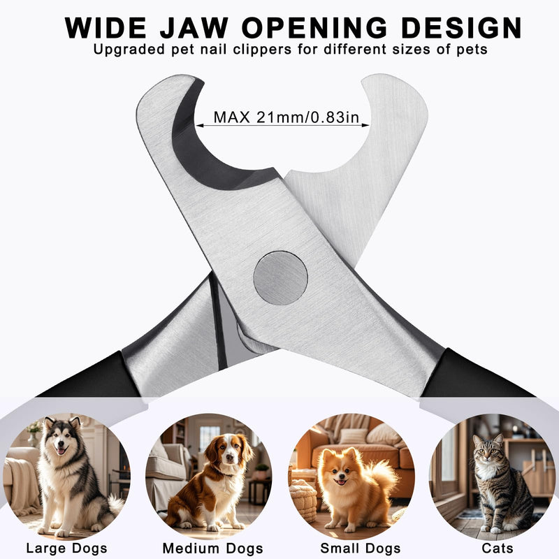 Dog Nail Clippers for Large Dogs Professional Pet Nail Clippers for Dogs Cats, Sharp Wide Opening Medium Small Dog Nail Trimmers with Comfort Non-Slip Handle and Nail File - BeesActive Australia