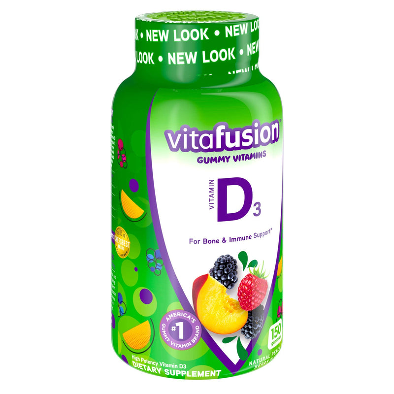Vitafusion Vitamin D3 Gummy Vitamins for Bone and Immune System Support, Peach, Blackberry and Strawberry Flavored, 50 mcg Vitamin D, 75 Day Supply, 150 Count Original Peach,Berry 150 Count (Pack of 1) - BeesActive Australia