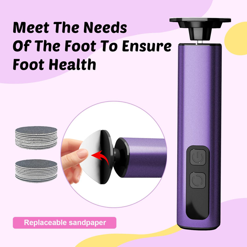 Electric Foot Callus Remover, 9-Speed for Dead Skin & Hard Calluses, Aluminum Alloy, Type-C Rechargeable, Replacement Discs, Spa-Like At-Home Pedicure, Relaxing Self-Care (Deep Lavender) Deep Lavender（basic Edition） - BeesActive Australia