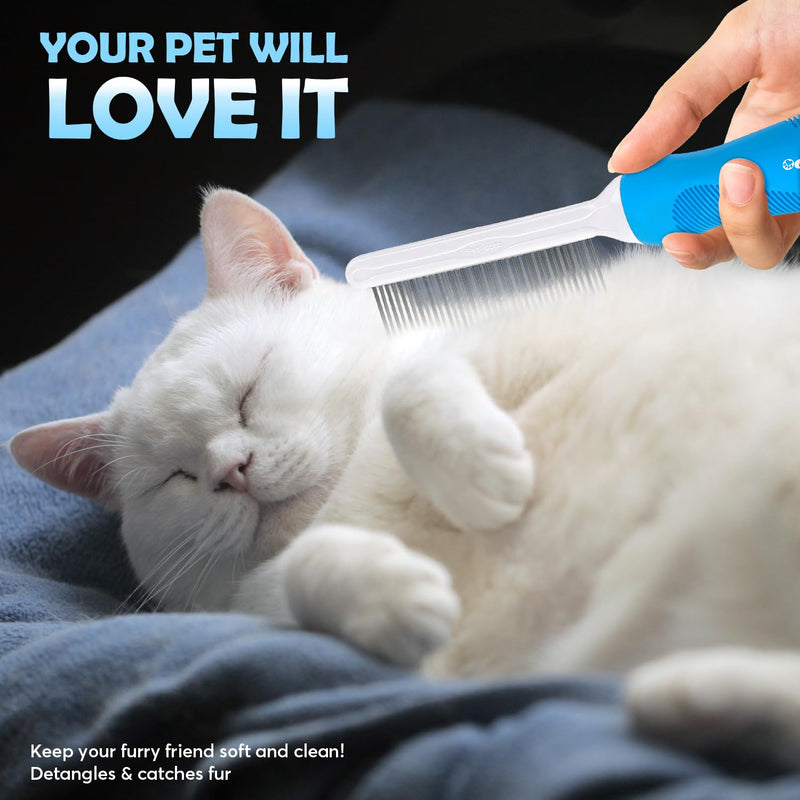 Grooming Comb for Dogs and Cats with Long & Short Stainless Steel Metal Fine Teeth for Detangling Matted Hair - Pet Detangler Comb for Removing Tangles, Knots, Loose Fur from The Undercoat - BeesActive Australia