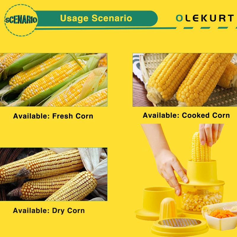 Corn Stripper and Peeler Tool with Bowl, Quick & Safe Corn Kernel Cutter for Shucking Corn on Cob, Comes with Non-Slip Safety Handle (Yellow) - BeesActive Australia