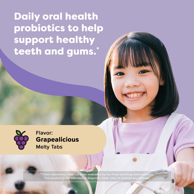 Renzo's Smile Patrol Oral Probiotics for Kids, Dissolvable Tabs, 30-Count | 4 Probiotic Strains & L-Arginine, Healthy Teeth & Gums, Oral Health Supplement, Sugar-Free, Grape Flavor, 1-Month Supply Smile Patrol Grape