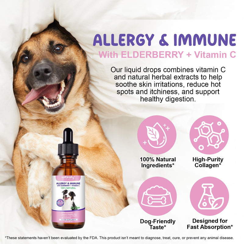 Dog Allergy Relief (2 fl.oz), Allergy Relief Aid for Dogs, Immune Support Supplement, Dog Itchy Skin Relief, Itchy Skin Treatment for Allergies, Natural Pet Supplement