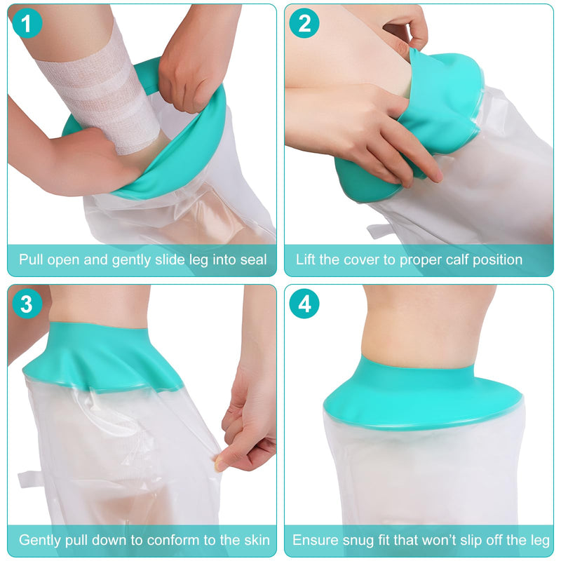 Waterproof Leg Cast Cover for Showering, Reusable Shower Sleeve for Leg After Surgery, Watertight Non-Slip Adult Fracture Protector Bag, Watertight Adult Cast Protector for Calf/Ankle/Wound/Bandages 1PK - BeesActive Australia