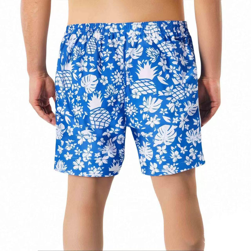SUNDAY ROSE Mens Swim Trunks with Mesh Lining Quick Dry Swim Shorts Bathing Suit for Men Blue White/ Blue/ Beige Pineapple Small - BeesActive Australia