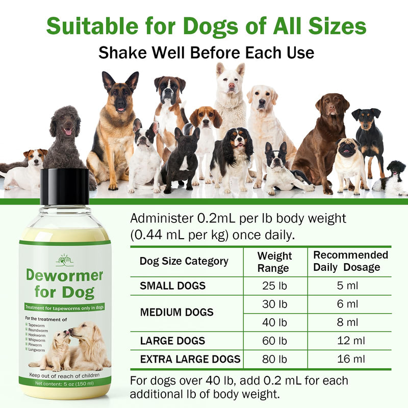 Dewormer for Dogs, Tapeworm Treatment for Dogs, Dog Dewormer Puppy Dewormer, 150ml Suitable for Dogs, with 5ml Dropper