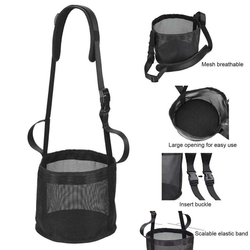 Horse Feed Bag for Grain, Heavy Duty Mesh Horse Feeder with Adjustable Strap Comfort Neck and Nose Pad, Horse Muzzle Feed Bag Waste-Free Feeding Solution for Horses (Black, M) Medium Black - BeesActive Australia