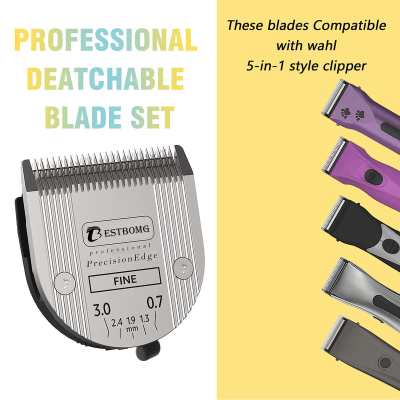 Professional Animal Dog Pet 5-in-1 Adjustable Fine Blade Cut Length 0.7-3mm,Compatible with Wahl Arco,Bravura,Chromado,Creativa,Figura and Motion Clippers(2 PCS) - BeesActive Australia