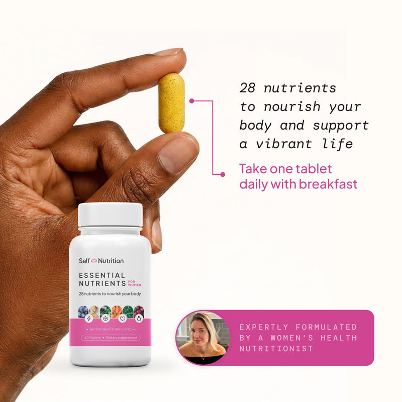 SELF NUTRITION Vegan Multivitamins for Women - Once Daily - 28 Nutrients - Boost Energy, Sleep, Hair, Skin, Nails & Reduce Cravings - Keto, Vegan, Gluten Free, Made in USA, 2-Months Supply Multivitamin