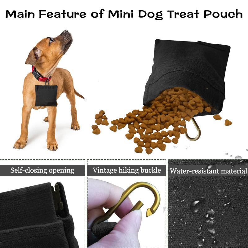 Dog Treat Bag, Hands Free Dog Treat Bag with Automatic Closure, Small Dog Training Food Bag with Carabiner, Puppy Dog Treat Bag for Dog Training Black - BeesActive Australia