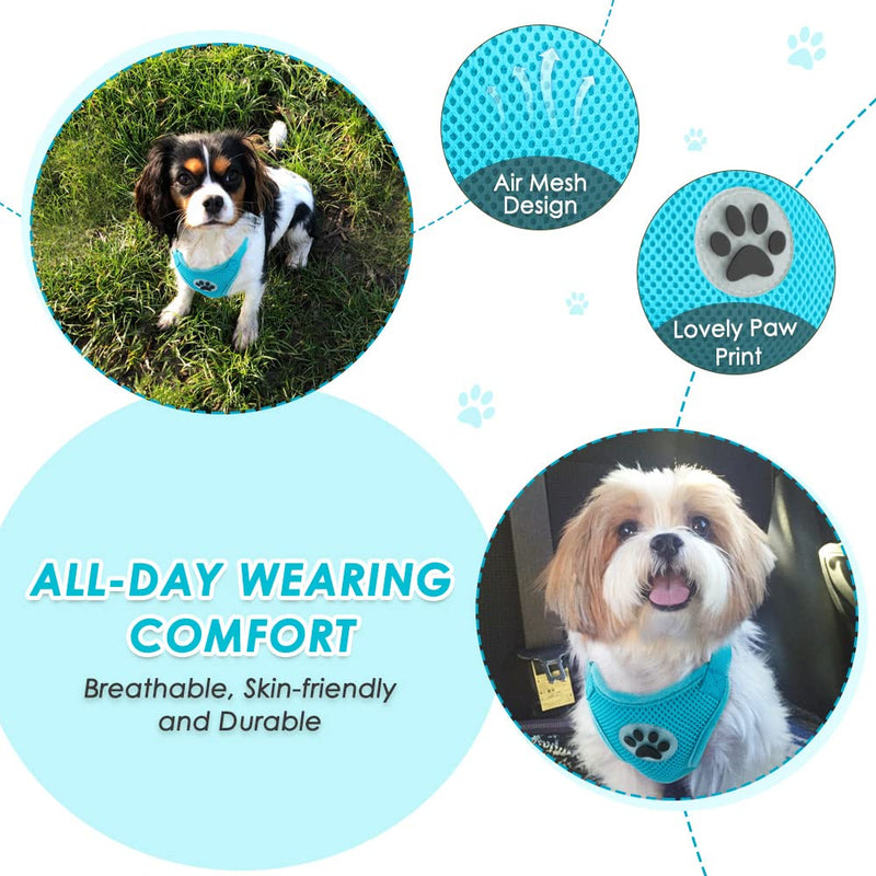 SlowTon Dog Seat Belt Harness for Car, Dog Car Harness Adjustable Mesh Breathable & Dog Seatbelt Safety Tether with Elastic Bungee for Small Medium Large Pets(Light Blue, Double Clip, L) D-Light Blue - BeesActive Australia