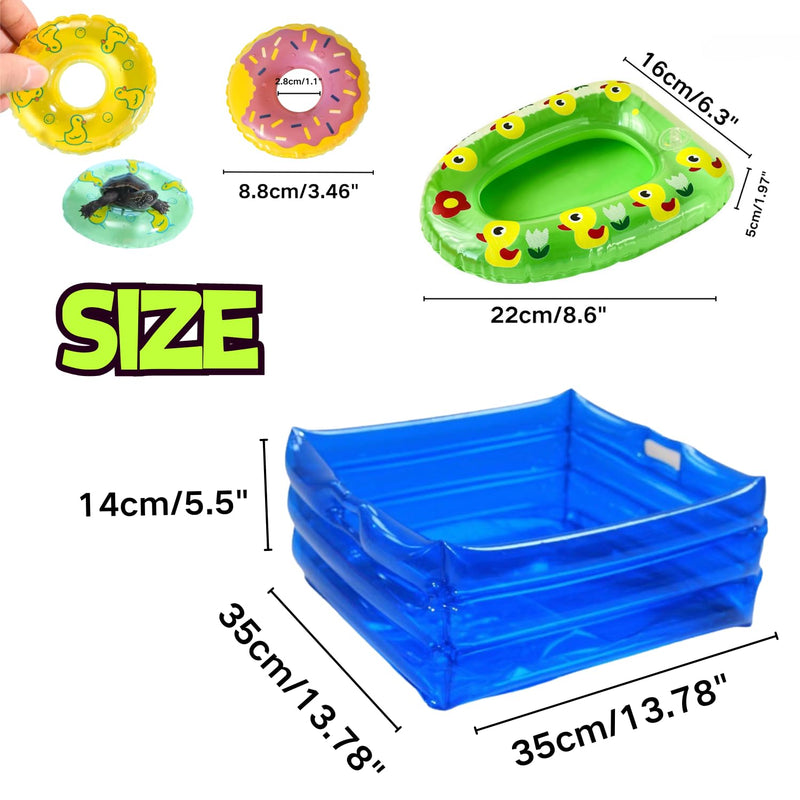 7 Pcs Foldable Bearded Dragons Pool Bath Collar Ring & Boat Set Swimming Bath Water Washer for Small Animal Hedgehog Hamster with Pump 7 Pcs Set - BeesActive Australia