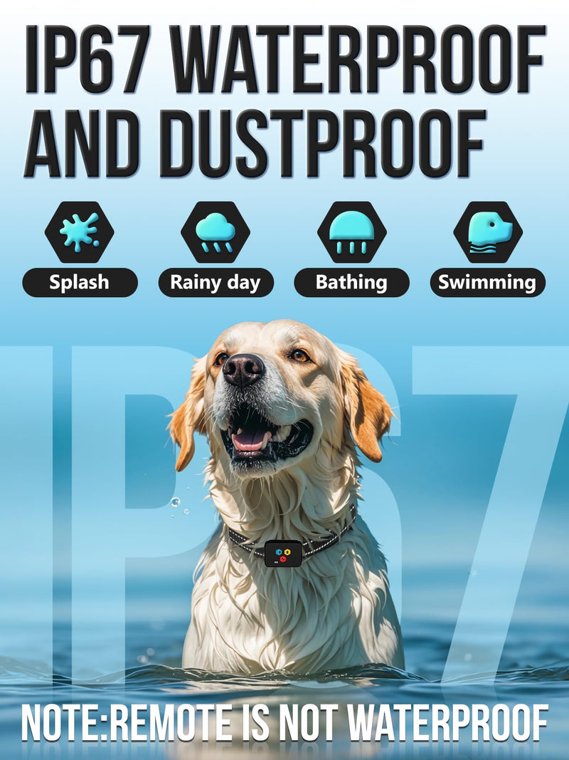 Dog Shock Collar with Remote, Shock Collar for Dogs with Vibration and Beep Modes, IP67 Waterproof Rechargeable Electric Dog Training Bark Collar with Security Lock for All Breeds, Sizes - BeesActive Australia
