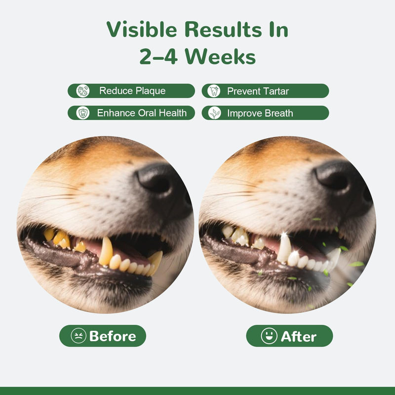Dog Teeth Cleaning Powder, Dog Dental Powder for Tartar Remove & Plaque Off, Fresh Breath for Dogs with Natural Plant Blend, Enzymes and Probiotics, 150g