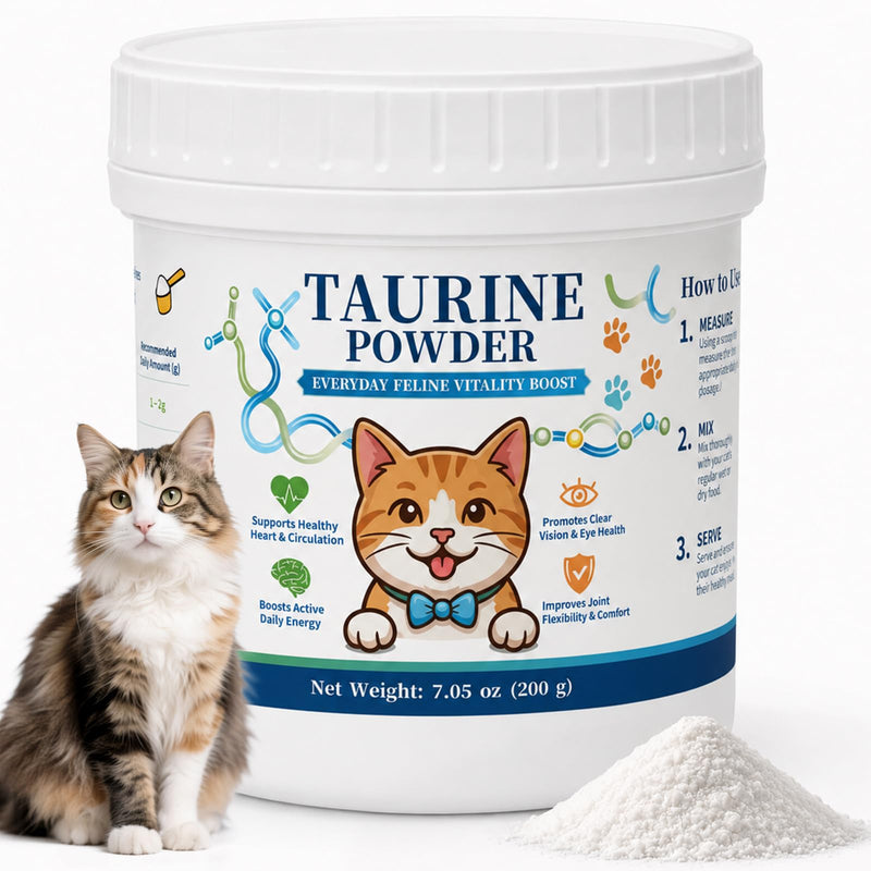 Taurine Powder for Cats, KittySupps Taurine Supplement, Supports Heart Health, Vision, Skin & Coat, Boosts Energy & Daily Wellness, with Dosing Spoon, Easy to Mix in Food, 200 Grams