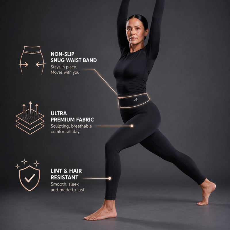 CompressionZ Women's Compression Leggings, High Waisted Soft Stretchy Pants X-Large Black