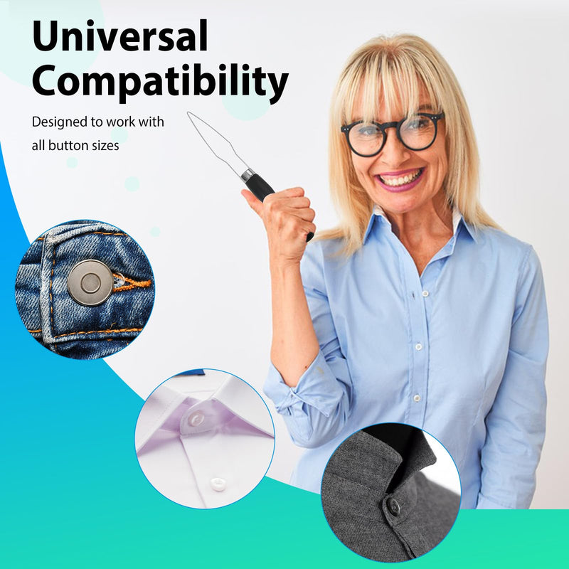 3-Pack Button Hook Assist Device with Easy-Grip Handle for Shirts, Coats, Dresses - Ideal Button Aids for Arthritis & Limited Dexterity Black - BeesActive Australia