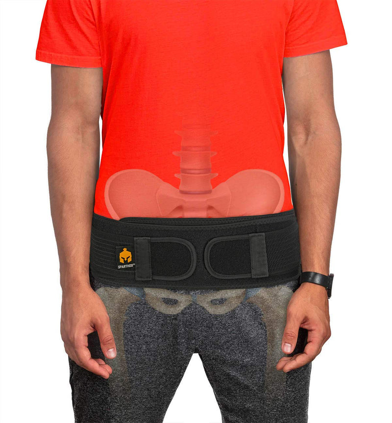 Sparthos Sacroiliac Si Hip Belt Relief from Si Joint, Sciatica, Pelvis, Lower Back Pain - Support Brace for Women and Men - for Sacral Nerve, Hip Loc Tilt Up Belts Braces (Black-REG) Black Regular (Pack of 1)