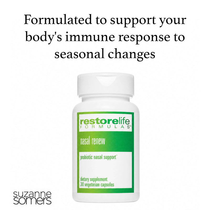 SUZANNE Somers RestoreLife Formulas Nasal Renew, 30-Day Supply | EpiCor & L-92 Probiotic, Targeted Seasonal Support, Clear Airways, Comfortable Eyes & Skin