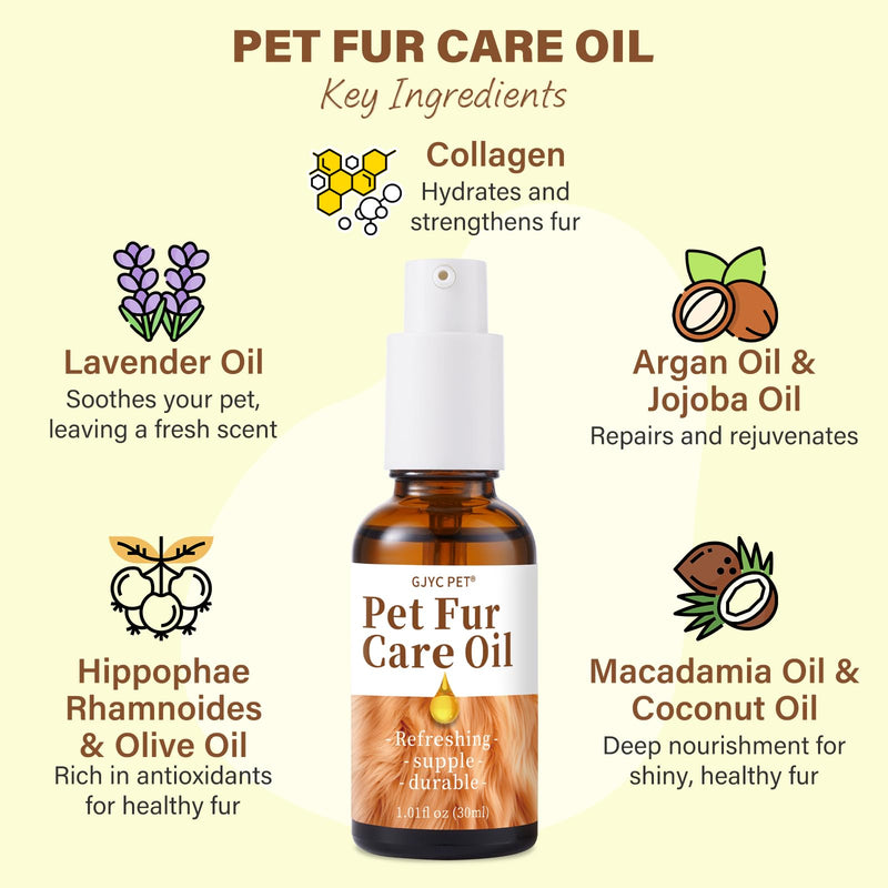 Pet Fur Care Oil - Detangles, Reduces Shedding - Adds Shine with Collagen & Natural Oils - Leave-in Conditioner for Dogs & Cats - 1.01 fl. oz - BeesActive Australia