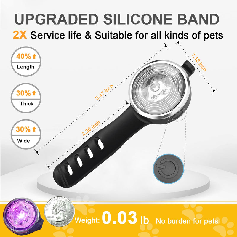 Pack of 2 dog lights for night walks, Tubasion improved 8 modes light pendant dog rechargeable, IP66 waterproof and silicone strap safety light for LED dog collar 2 - BeesActive Australia