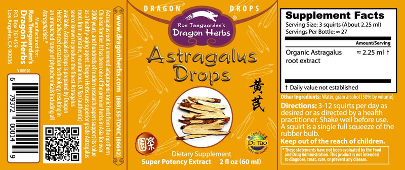 Dragon Herbs - Astragalus Root Drops - 2 fl oz - BeesActive Australia