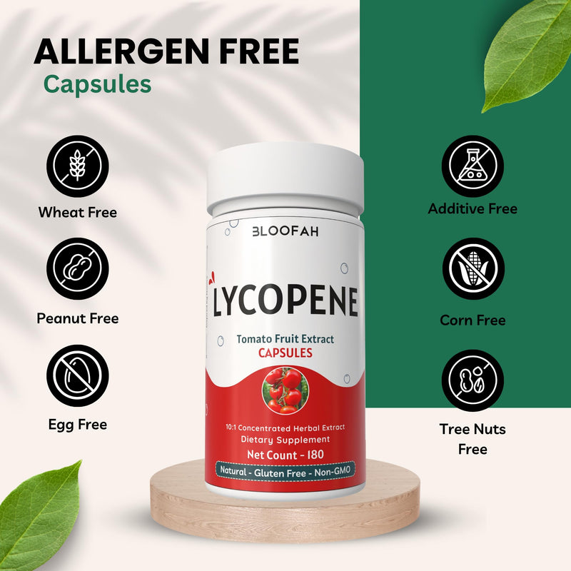 Lycopene Tomato Extract 500mg Capsules | Natural Lycopene Rich Herbal Supplement | Naturally-Occurring Carotenoid | 100% Pure, Non-GMO & Gluten Free Formula - 180 Count - BeesActive Australia