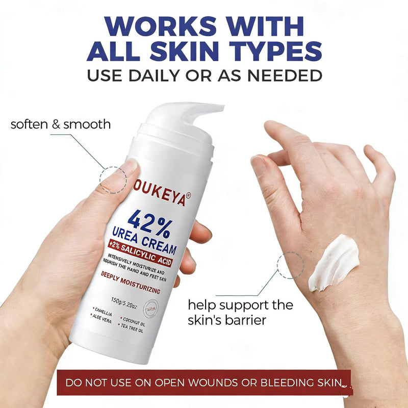 OUKEYA Urea Cream 42% with 2% Salicylic Acid, Urea Foot Cream for Dry, Rough Skin – Moisturiser for Feet, Heels, Hands & Elbows, 5.29 Oz 5.29 Ounce(Pack of 1) - BeesActive Australia