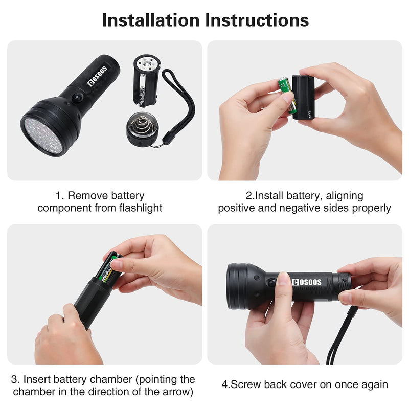 COSOOS 2 Pack UV Black light Flashlight, 51 LED 395nm Handheld Blacklight Flashlights, Pet Urine Detector for Dog and Cat Urine, Dry Pet Stains, Bed Bug(Batteries not Included) - BeesActive Australia