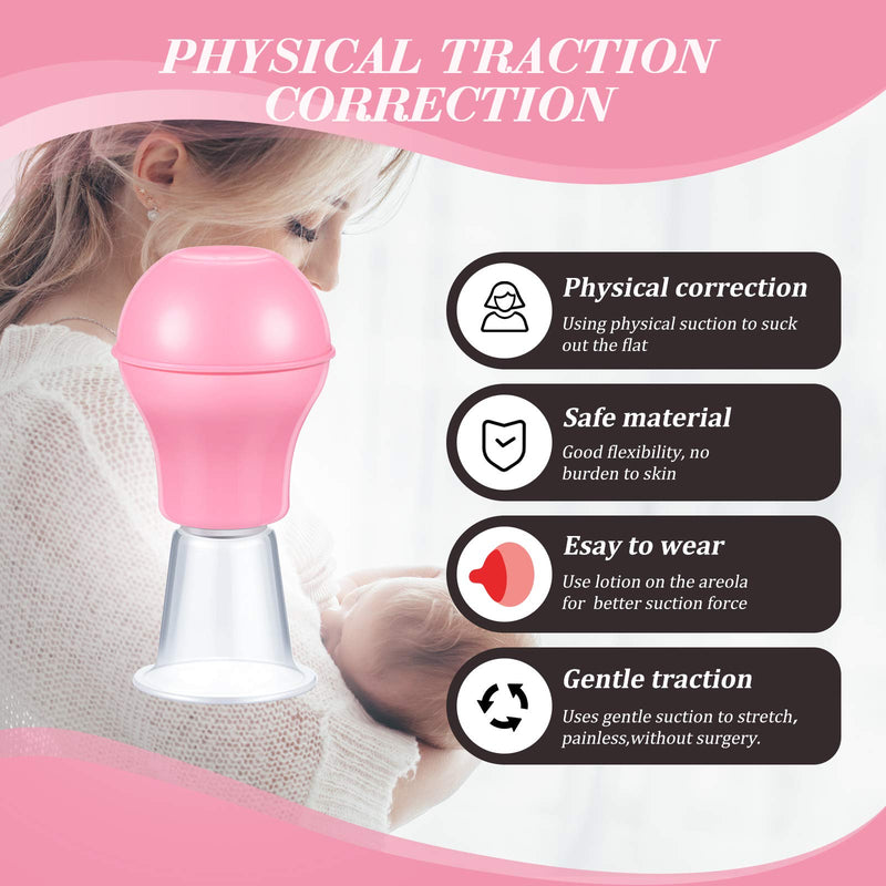 4 Pieces Nipple Sucker Nipple Corrector Nipple Puller Women Breastfeeding Flat Inverted Nipple, Aspirator Nipples Retraction Nipples Silicone Cups for Mommy Girl (Pink) Pink - BeesActive Australia