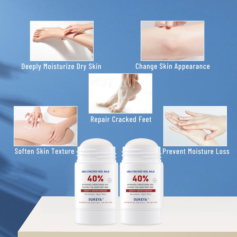 OUKEYA Urea Cream Stick 40% – for Dry, Cracked Heels & Rough Skin on Feet and Hands, 40 Percent Urea Lotion for Feet Maximum Strength,1.06 oz (2 Pack) 1.06 Ounce (Pack of 2)