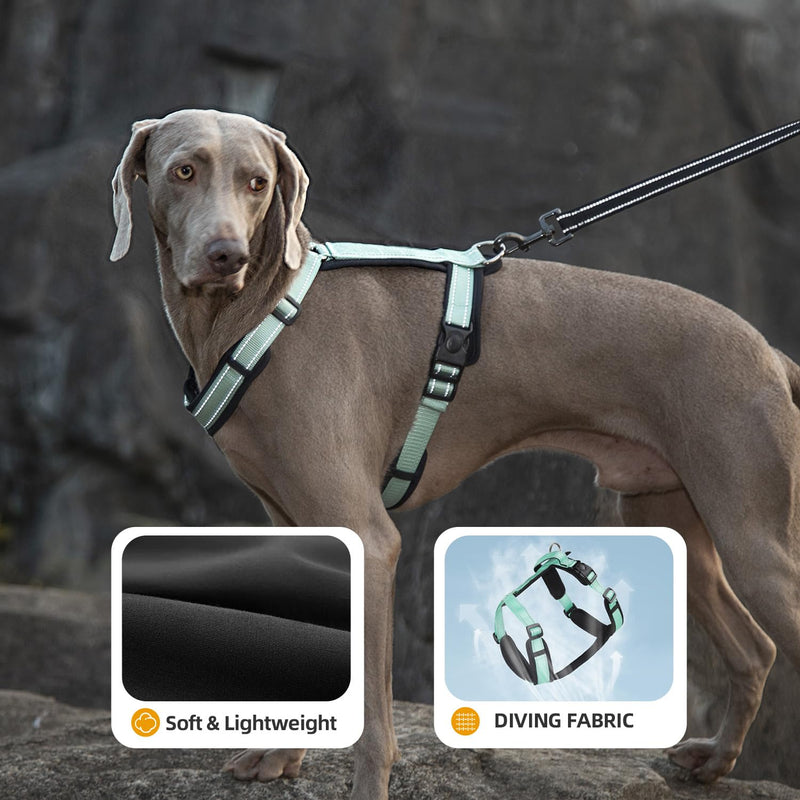 Dog Harness with Security Lock Buckle for Small Medium Large Dogs, Adjustable Dog Cooling Vest, Reflective No Pull No Choke Harness for Trail Running, Walking, Hiking, Camping 519-Green Extra Large - BeesActive Australia