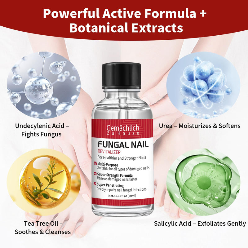 Toenail Fungus Treatment Extra Strength, Nail Fungus Treatment with Undecylenic Acid for Toenail & Fingernails, Antifungal Nail Repair for Athletes Foot, Ingrown, Thick, Broken, Damaged Nail, 30ml 1 Fl Oz (Pack of 1)