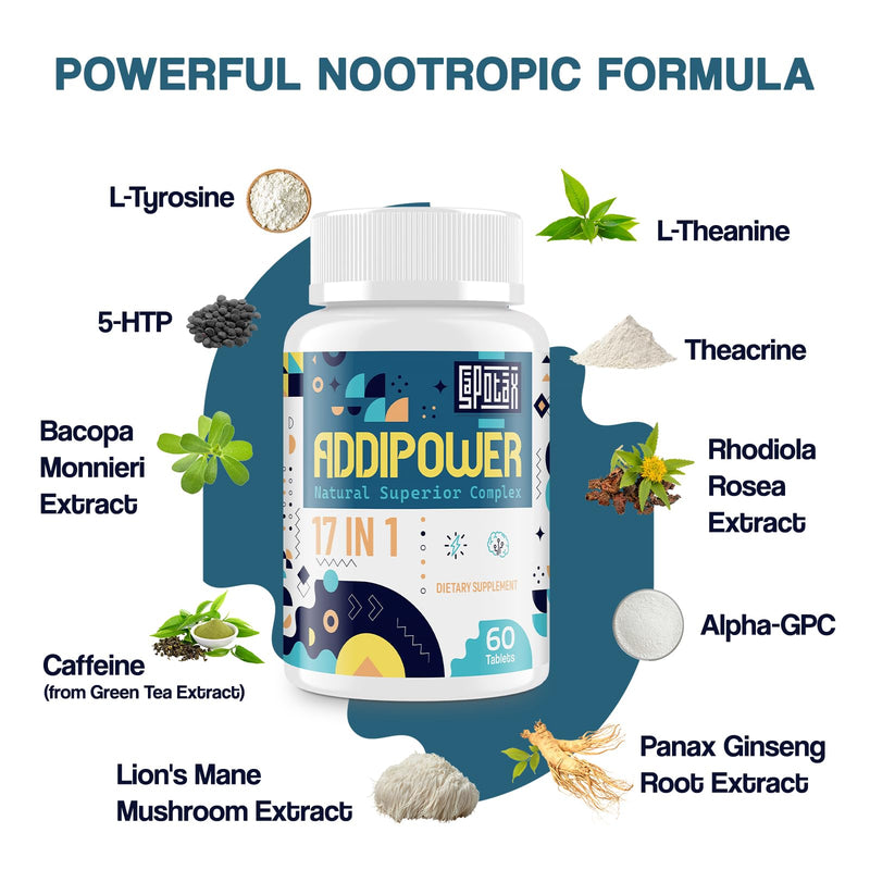 17-in-1 Brain Supplement for Memory and Focus | Nootropic Brain Supplement for Mental Clarity, Concentration, Alertness | Natural Nootropics with Herbal Extracts, Vitamins & Amino Acids (120 Tablets) 60 Count (Pack of 2)