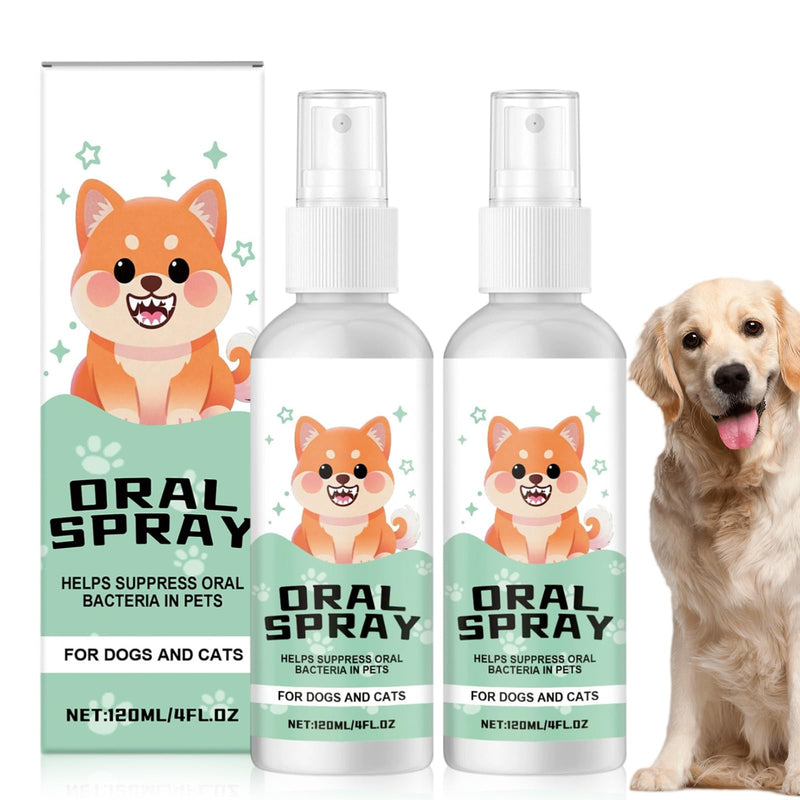2 Pcs 120ml Dog Breath Freshener,Dentaclean Spray for Dogs & Cats,No Brushing Supports Gum Health