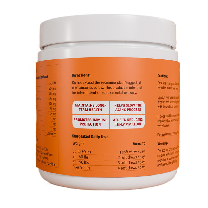 Anti-Aging Chewable Supplement for Dogs with Curcumin, Taurine, Trans-Resveratrol – Science-Backed Ingredients for Dogs to Support Aging, Wellness and Vitality - PawsPlanet Australia