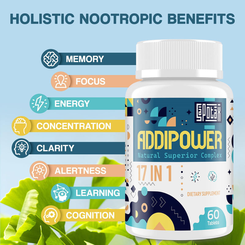 17-in-1 Brain Supplement for Memory and Focus | Nootropic Brain Supplement for Mental Clarity, Concentration, Alertness | Natural Nootropics with Herbal Extracts, Vitamins & Amino Acids (120 Tablets) 60 Count (Pack of 2)