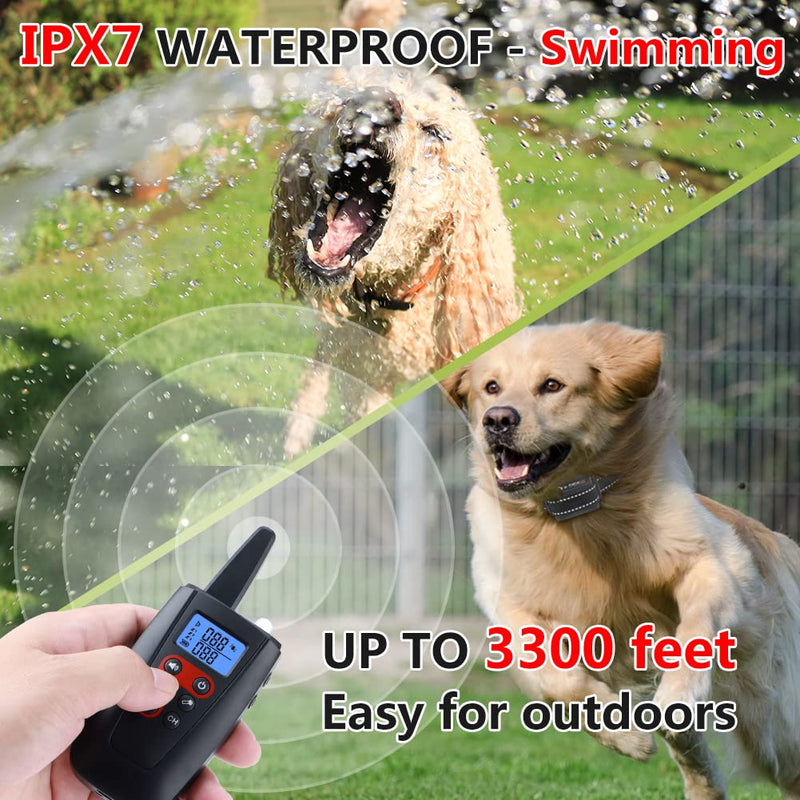 Paipaitek No Shock Dog Training Collar, 3300ft Range Vibrating Dog Collar, IPX7 Waterproof Dog Training Collar with Remote, only Sound and Vibration Collar for Training Dogs Black - BeesActive Australia