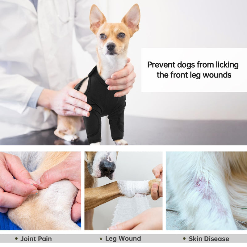 Dog recovery suit, elbow pads for dogs, recovery cover, knee bandage, dog front leg, dog arm protection, pet wounds prevent licking, bites, wetness and infection (black, L) black - BeesActive Australia