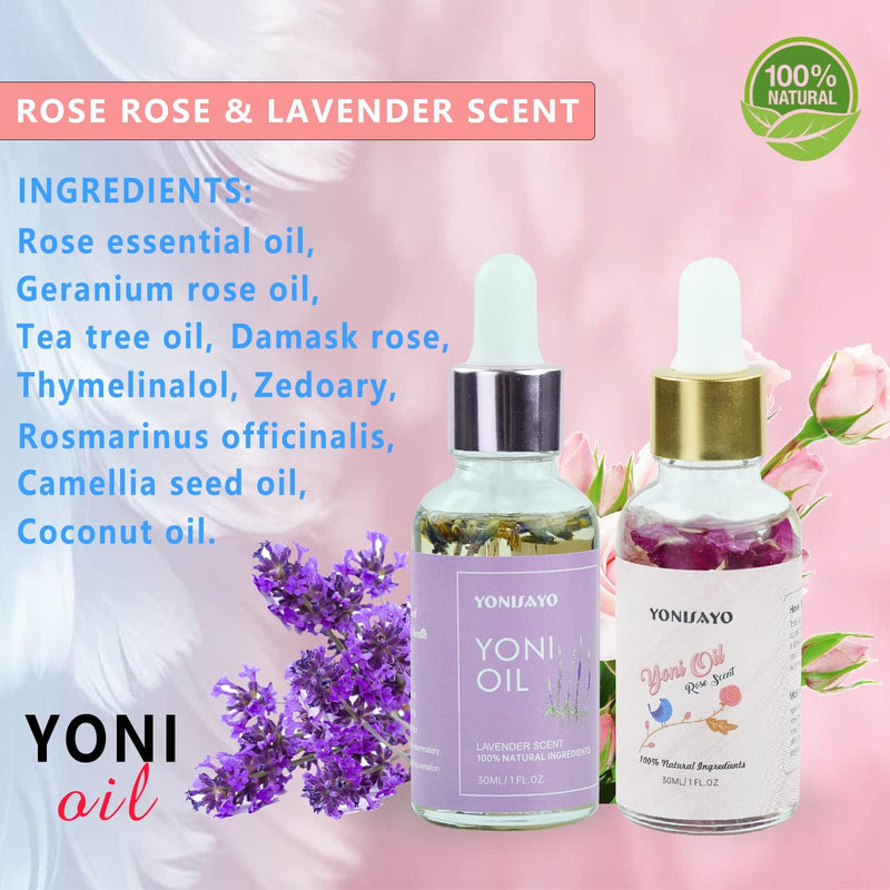 2 Packs Yoni Oil, All Natural Feminine Oil Intimate Deodorant for Women, Remove Odor, Ph Balanced, 100% V Oil Serum Made with Rose Lavender Essential Oils (1 fl oz/30 ml) 1 Fl Oz (Pack of 2) - BeesActive Australia