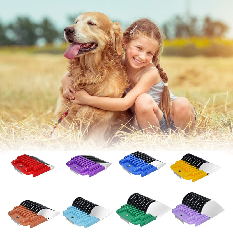 Animal Stainless Steel Attachment 8 Colors Guide Comb Set from 1/8 Inch to 1 Inch(3-25mm),Compatible with Andis, Oster A5, Wahl KM10 Series Clipper Detachable Blade(Only fit for 15# 10# 30# blade) 8 PACK - BeesActive Australia