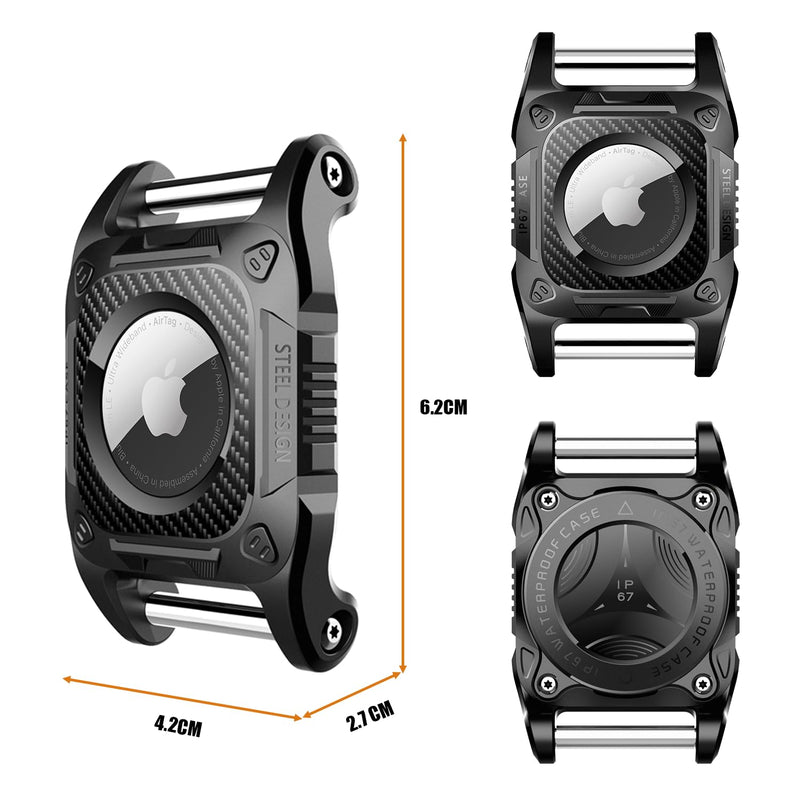 Airtag Dog Collar Holder Airtag Keyring, Waterproof AirTag Holder Hard TPU Full Protection Airtag Case for Dog Cat Collar, Key, Backpack, Luggage, GPS Tracker with Detachable Metal Bolt (Black) Black - BeesActive Australia