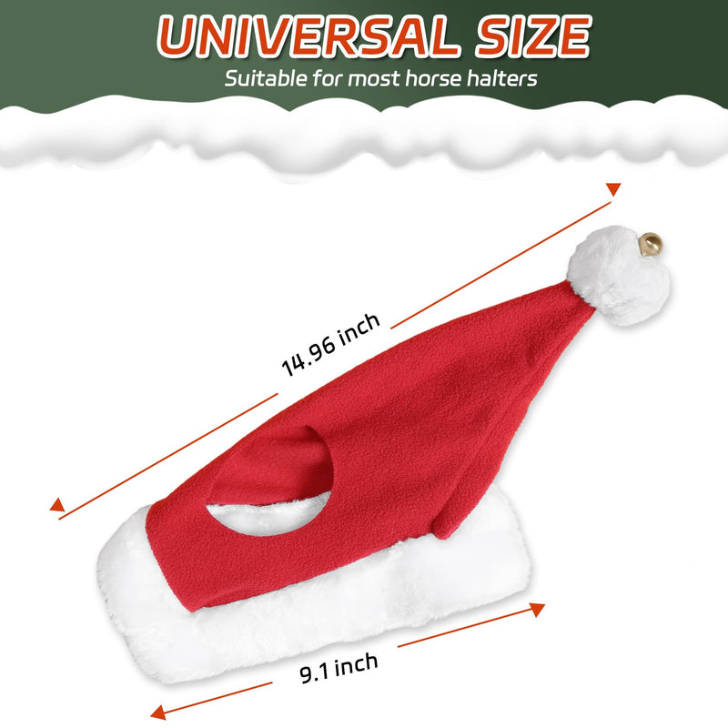 Santa Hat for Horse Equestrian Christmas Holiday Fleece Cap with Jingle Bell,Pet Costumes Christmas One Ear Slip On - BeesActive Australia